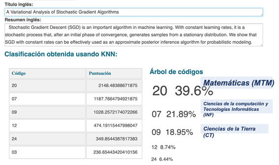 Salida del Servicio Web de Clasificación para área ANEP